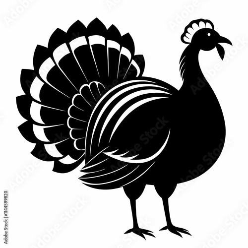 Turkey cock bird silhouette, wild turkey silhouette vector art photo