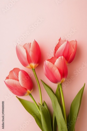 Wallpaper Mural Beautiful pink tulips arranged elegantly on a soft pink background showcasing their vibrant colors and delicate Torontodigital.ca