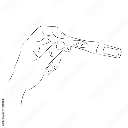 One continuous single drawing line art flat doodle pregnancy, test, pregnant, hand, female, maternity. Isolated image hand draw contour on a white background
