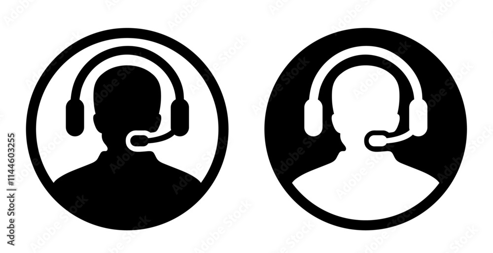 Customer Care Service and Support Icon. Customer support operator with headset icon. Customer service icon. Customer care icon. Avatar wearing headphones with mic. Call center, consultant Customer Care Service and Support Icon. Customer support operator with headset icon. Customer service icon. Customer care icon. Avatar wearing headphones with mic. Call center, consultant