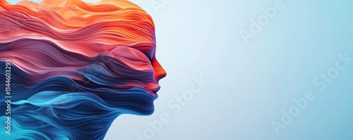 Personal Inspiration drive  concept. Abstract portrait with flowing colors and textures.