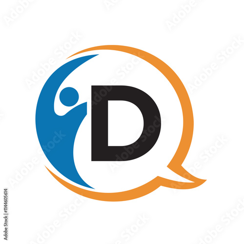 Human Life Logo combine with letter D vector template