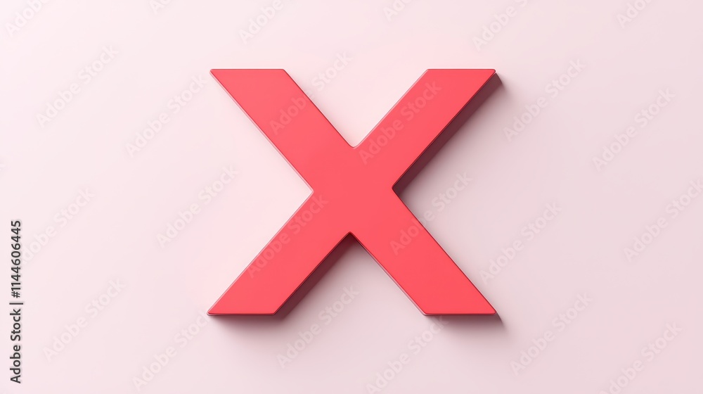 Obraz premium Bold Red X Symbol on Soft Pink Background for Graphic Design Use