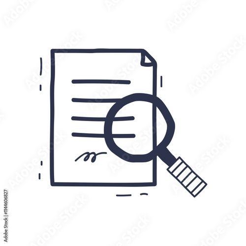 A magnifying glass over a document symbolizes scrutiny and analysis.
