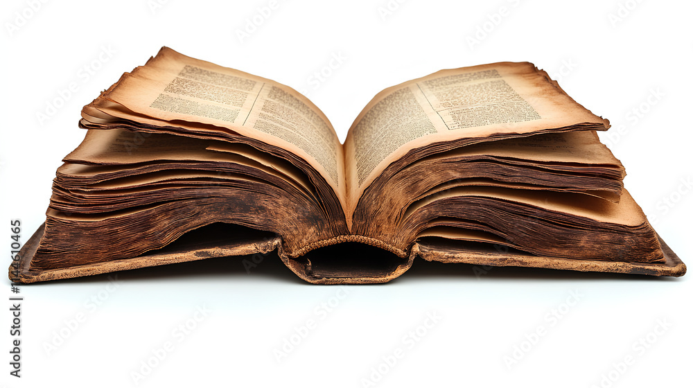 An antique open book with aged, weathered pages and a worn leather cover, showcasing the beauty of historical literature.
An antique open book with aged, weathered pages and a worn leather cover, showcasing the beauty of historical literature.