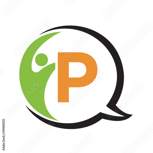 Human Life Logo combine with letter P vector template