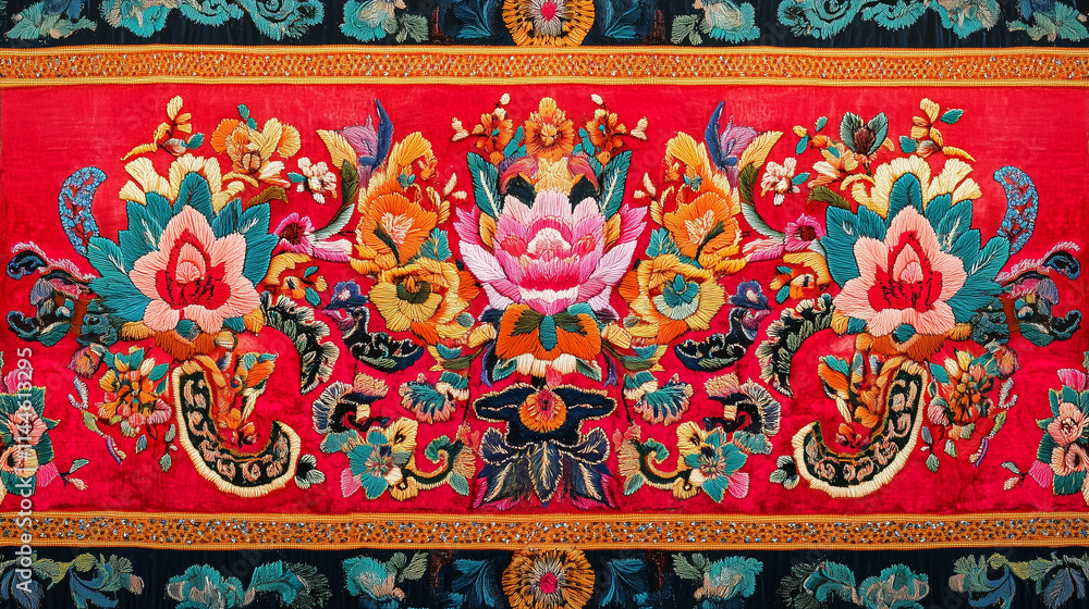 Obraz premium Thai ceremonial banner adorned with intricate designs and vibrant colors, showcasing traditional craftsmanship and cultural significance