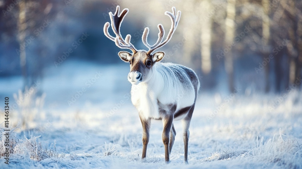 Reindeer standing with frosted antlers in a winter landscape high fidelity gigapixel photography Reindeer standing with frosted antlers in a winter landscape high fidelity gigapixel photography