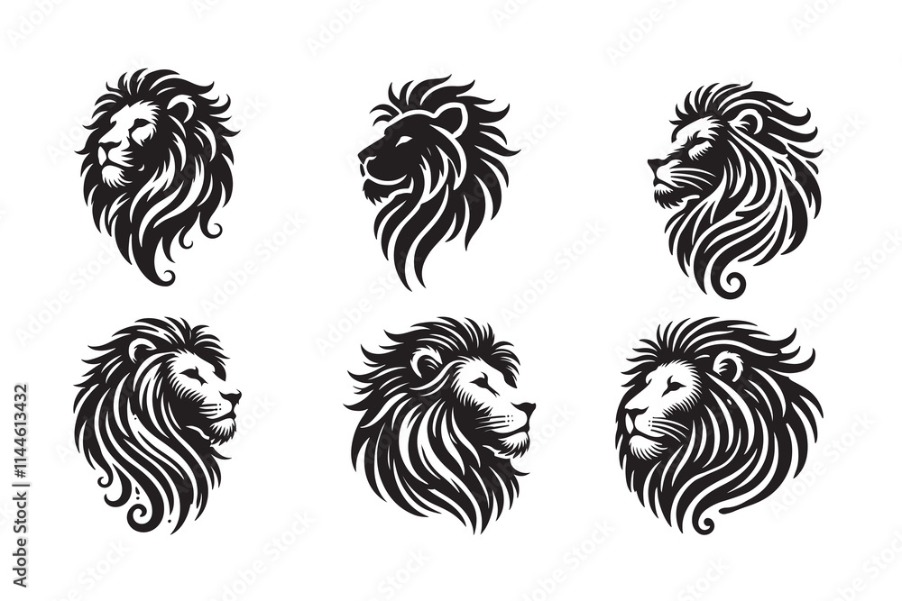 Obraz premium A Lion silhouette vector Illustration on white background