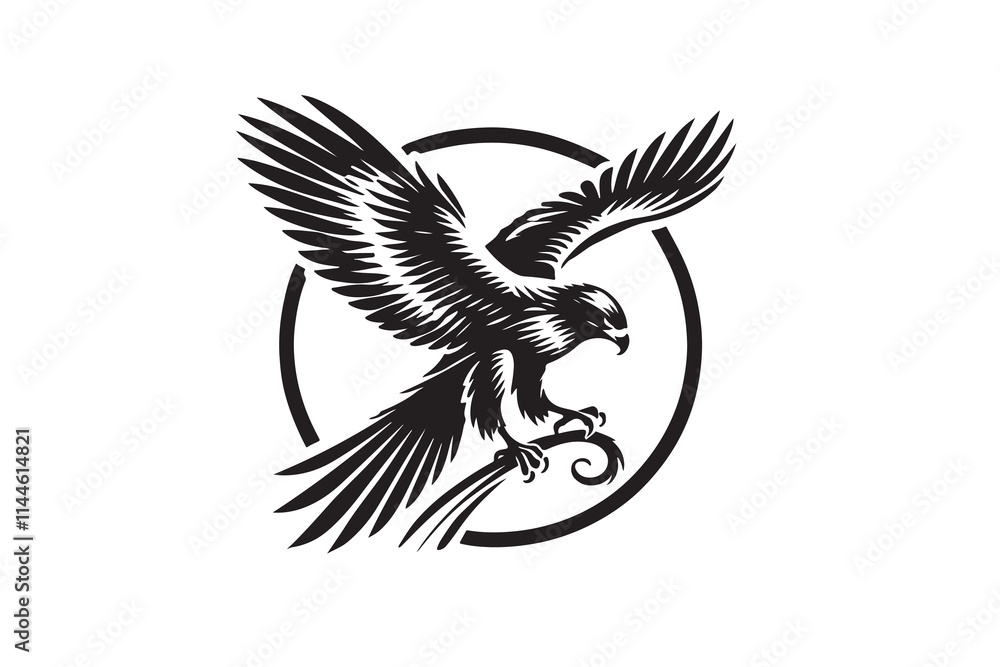 Obraz premium Hawk silhouette vector illustration on white background
