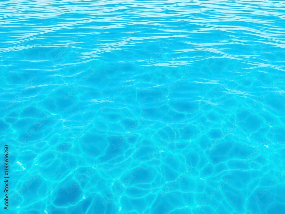 Blue turquoise water with foamy waves in the ocean, vacation, clear, waves Blue turquoise water with foamy waves in the ocean, vacation, clear, waves
