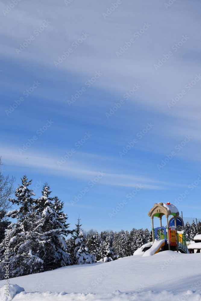 Fototapeta premium The playground in winter, Sainte-Apolline, Québec, Canada