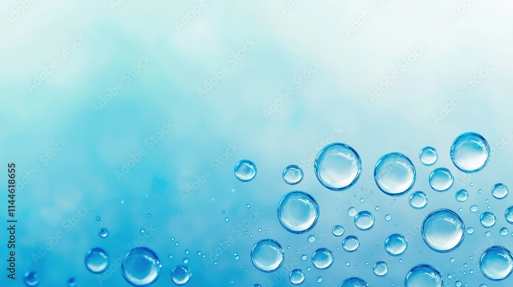 Fresh Water Bubbles on a Blue Background with Dreamy Light Effects Fresh Water Bubbles on a Blue Background with Dreamy Light Effects