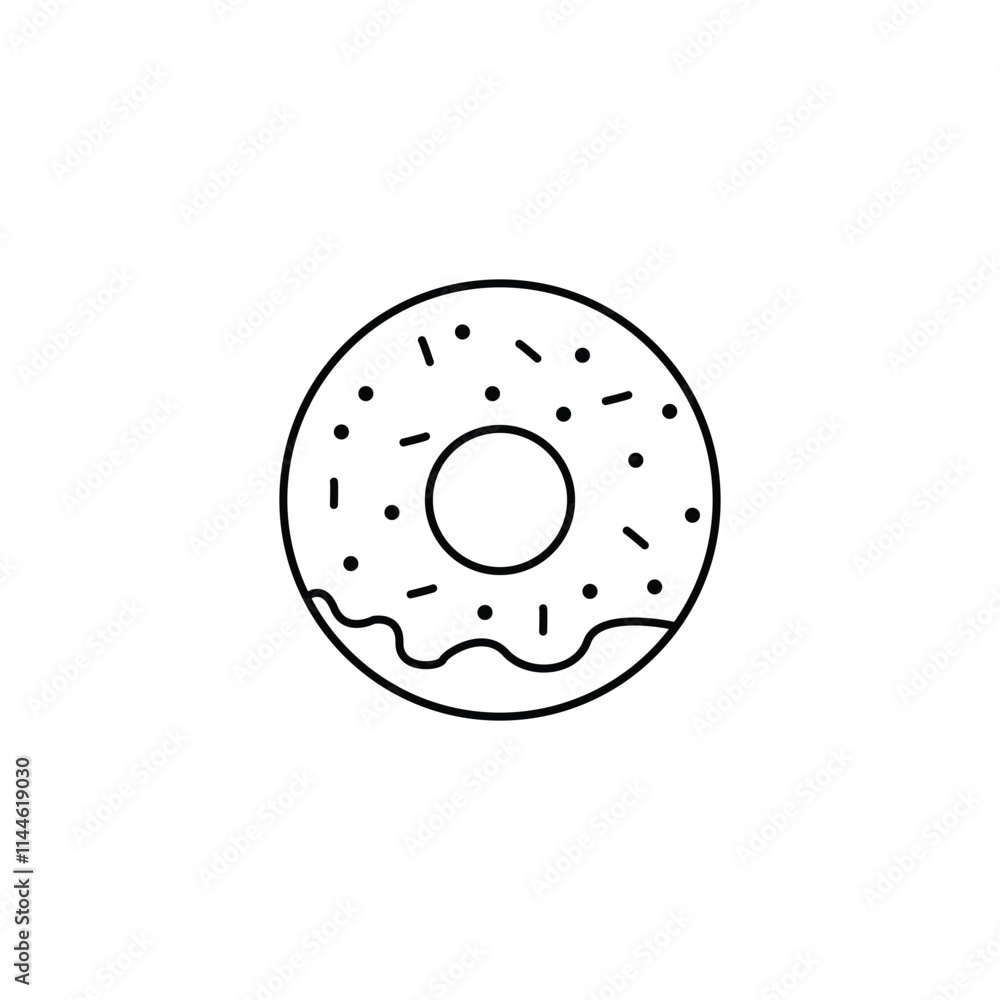 Creative donut icon vector line art illustration. Creative donut icon vector line art illustration.