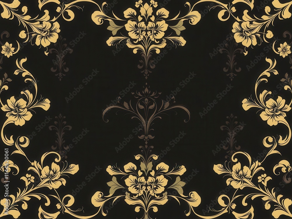 Fototapeta premium Elegant and sophisticated luxury black charcoal floral wallpaper pattern, luxury, interior, floral