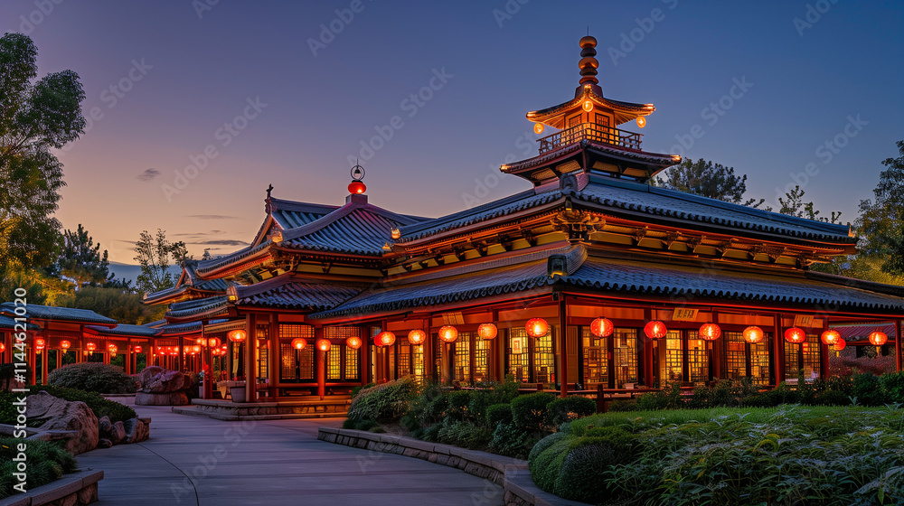 Naklejka premium An old Asian building with original architecture
