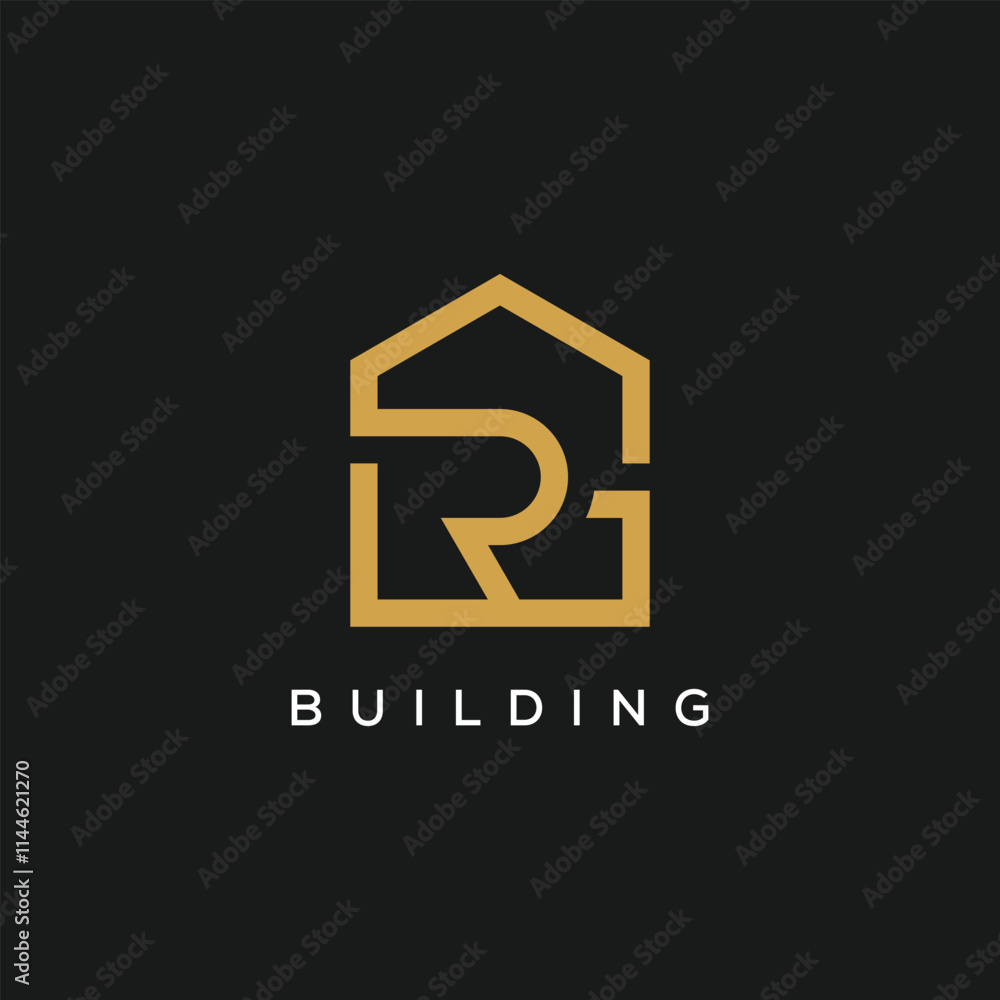 Obraz premium letter GR RG home house building logo design inspiration