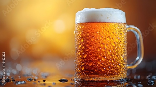 A glass of beer with a lot of foam on top