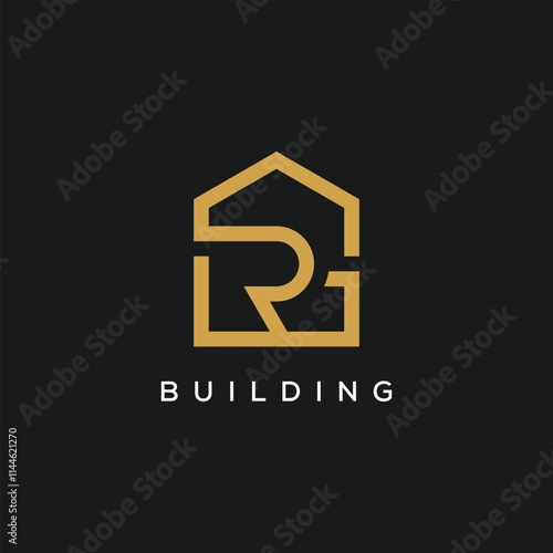 letter GR RG home house building logo design inspiration