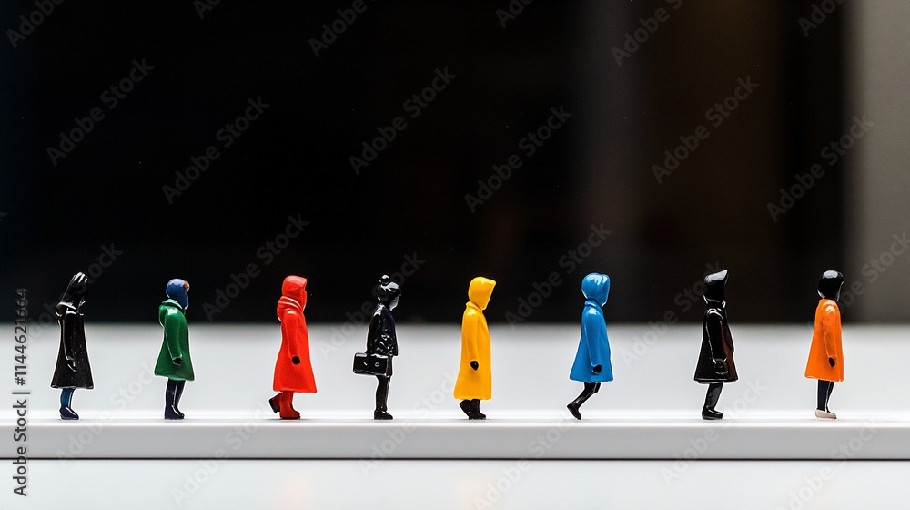 Obraz premium Colorful miniature figures in a row.
