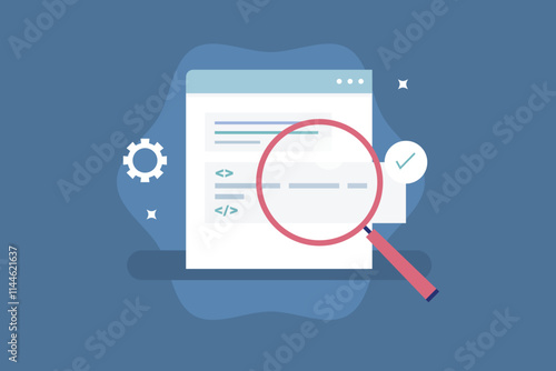 SEO Description Writing, Website description optimization, Search engine optimization for description, Website description for SEO. vector illustration concept.