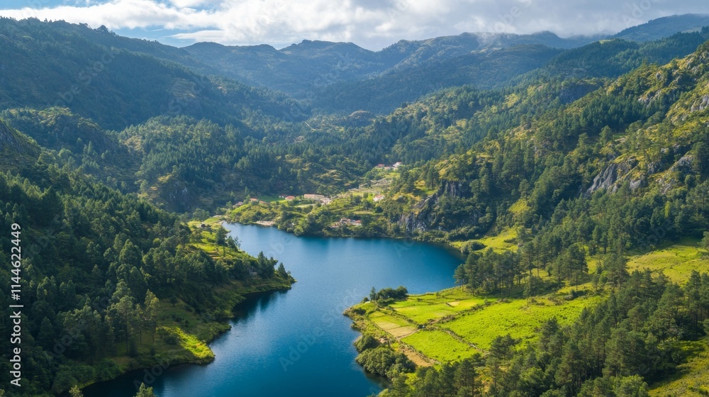 Serene Mountain Lake Landscape Serene Mountain Lake Landscape
