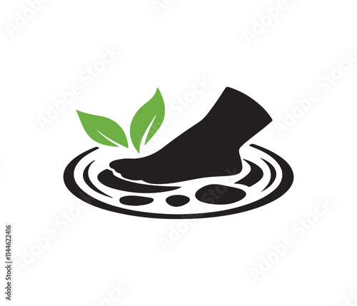Relaxing Foot Soak in a Natural Spa Setting. foot care logo, foot care therapy. foot care icon.