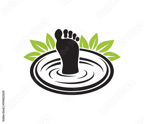 Relaxing Foot Soak in a Natural Spa Setting. foot care logo, foot care therapy. foot care icon.