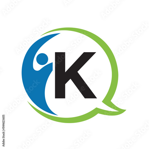 Human Life Logo combine with letter K vector template