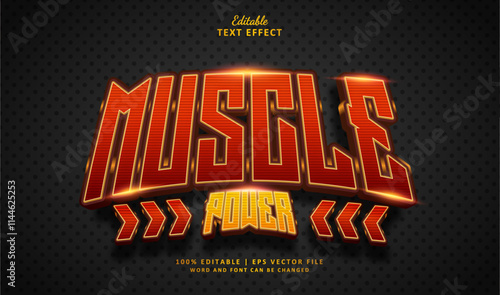 Muscle Power Editable Text Effect Style 3d Luxury Red and Gold Theme Exercise Sport