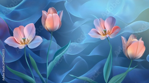 beautiful delicate tulips flowers photo