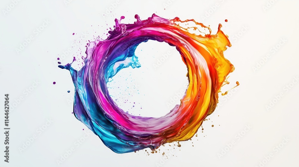 Abstract, colorful splash in the shape of an O, on a white background Abstract, colorful splash in the shape of an O, on a white background