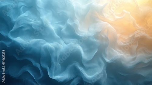 A soft, abstract blend of blue and orange hues resembling flowing fabric or smoke.