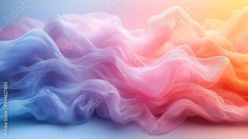 A soft, flowing fabric in pastel colors creates a dreamy, ethereal atmosphere.