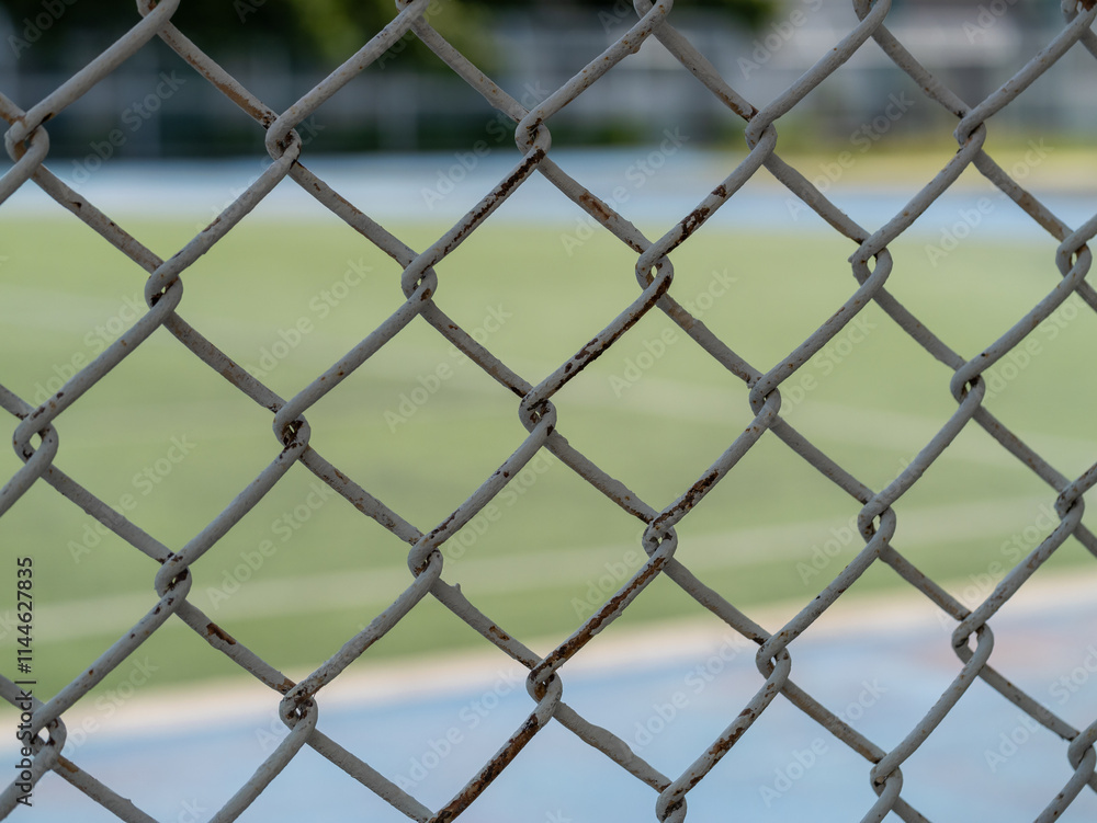 Tennis match preparations behind chain-link fence local court sports outdoor close-up anticipation Tennis match preparations behind chain-link fence local court sports outdoor close-up anticipation