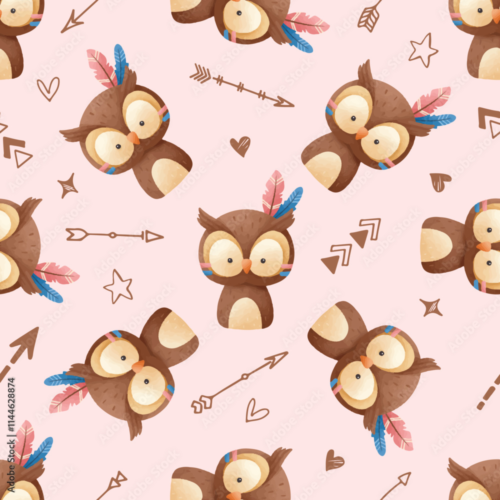 Obraz premium Adorable animals themed seamless pattern for fabric, wallpaper and many more