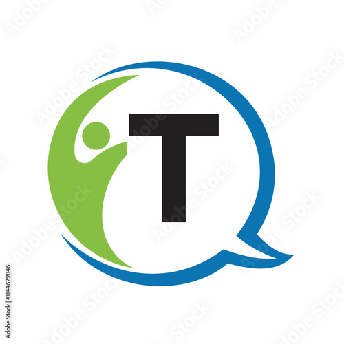 Human Life Logo combine with letter T vector template