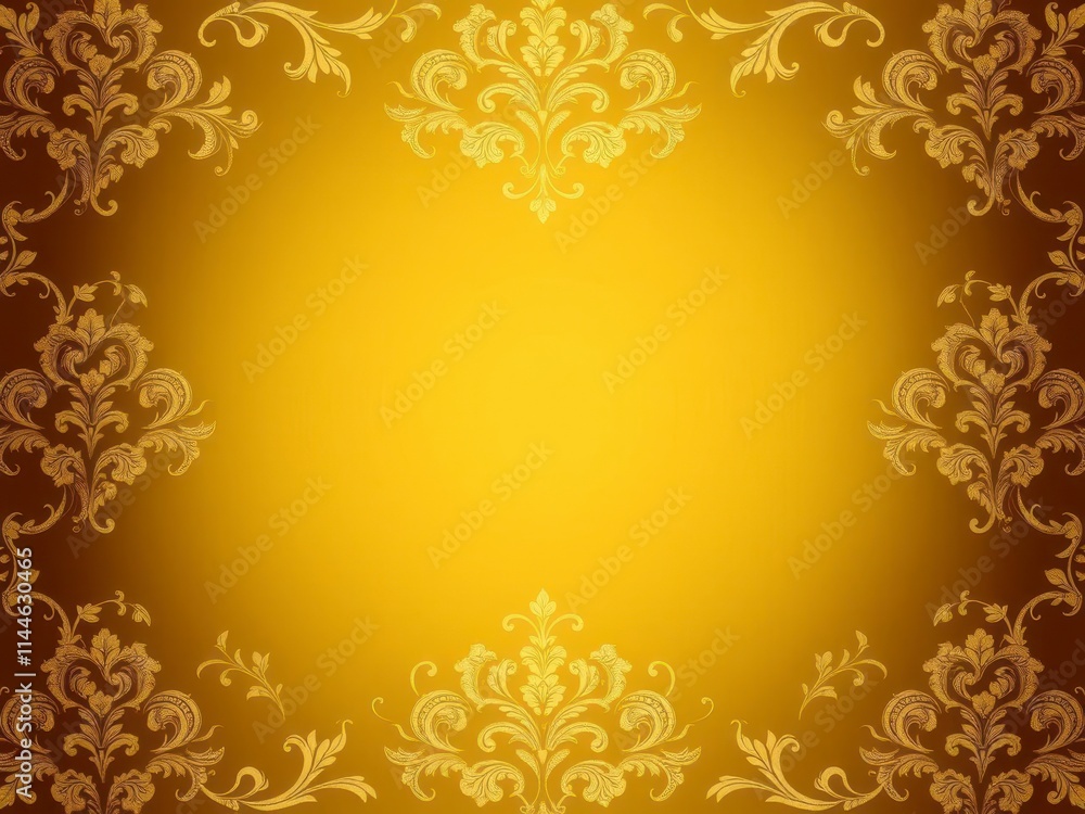 Luxurious golden background with intricate damask floral pattern, opulent, elegant, design Luxurious golden background with intricate damask floral pattern, opulent, elegant, design