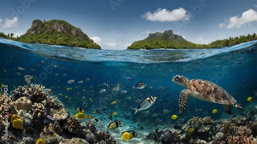 coral reef and sea