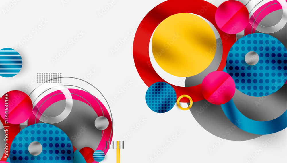 Obraz premium Abstract Circle Design with Overlapping Transparent Geometric Shapes