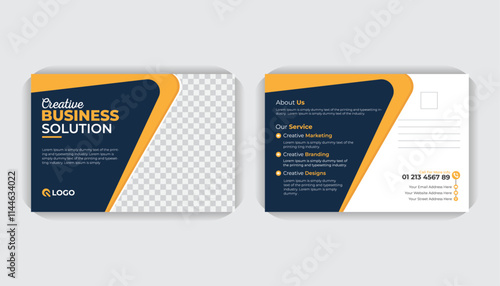 Simple layout corporate double sided business postcard design template, with colorful layout creative ideas
