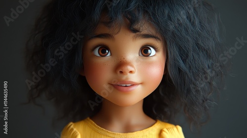 An amiable, Latin tyke with raven locks and ebony eyes isolated on a pristine background.