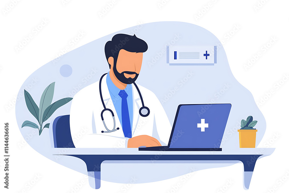 A flat art vector illustration of a male doctor in a modern design style, set against a clean white background. The composition highlights professionalism, healthcare, and simplicity.
A flat art vector illustration of a male doctor in a modern design style, set against a clean white background. The composition highlights professionalism, healthcare, and simplicity.