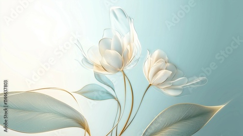 Floral light blue and beige pastel-colored background,ethereal details,minimalist backgrounds
