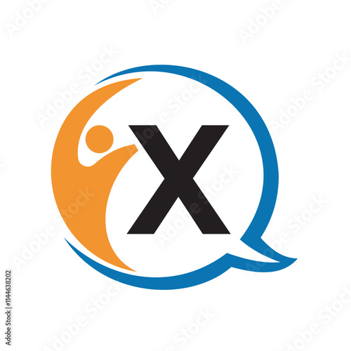 Human Life Logo combine with letter X vector template