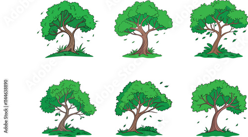 Many deferent style Vibrant Leafy Trees vector art illustration eps photo