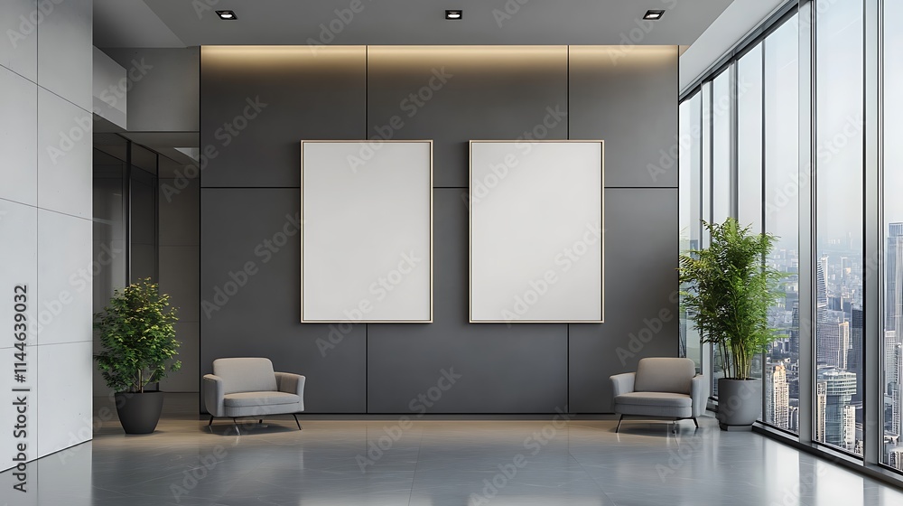 Two mockups sit in a modern interior wide shot photo.. AI Generated Two mockups sit in a modern interior wide shot photo.. AI Generated