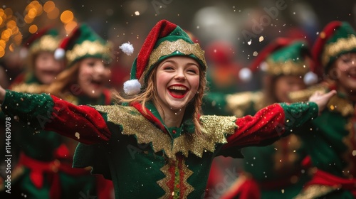 Christmas dancing elf christmas costume celebration.