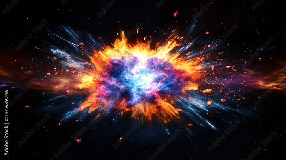 Cosmic Explosion Fiery Nebula in Space Cosmic Explosion Fiery Nebula in Space