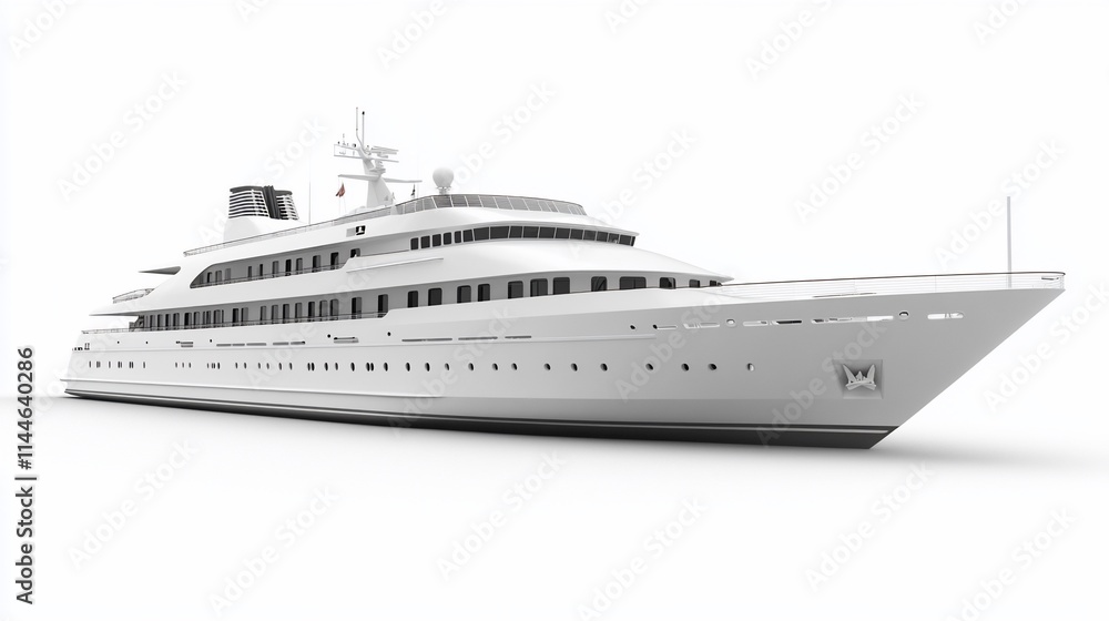 Fototapeta premium Luxurious white yacht isolated on white background.